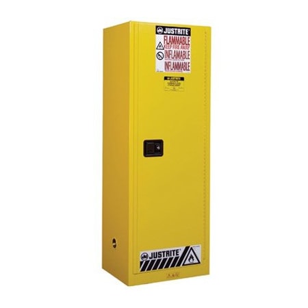 Justrite 22 gal, 3 Shelves, 18-Gauge Steel, 23.25 in W x 65 in H x 18 in D, Yellow JT892200
